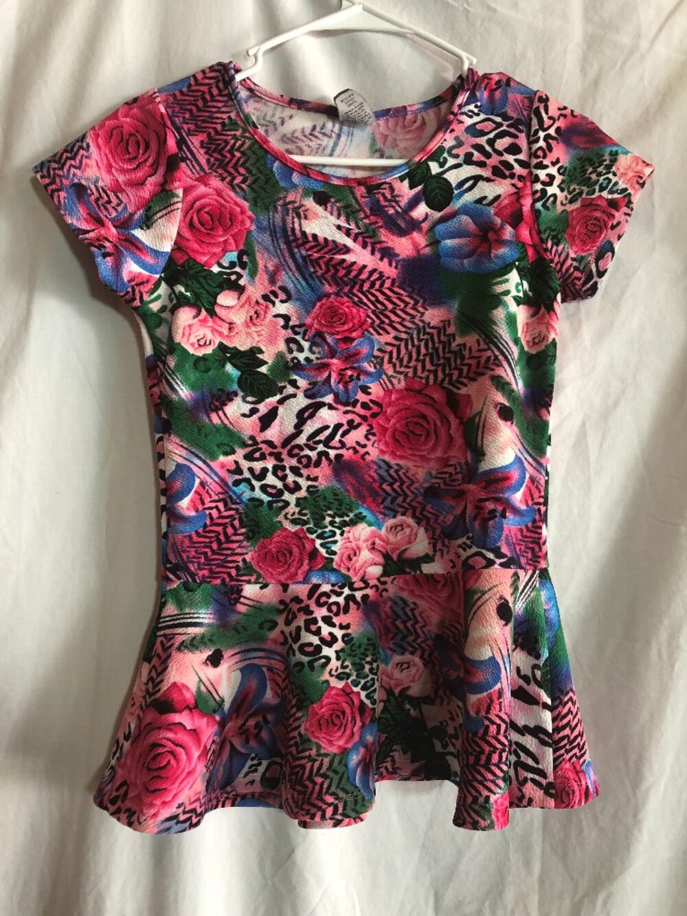 Jonathan Martin SMALL Pink Floral Short Sleeve Top FOR HER 15" Pit to Pit